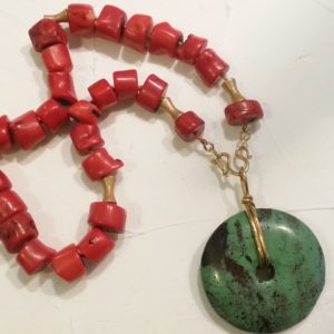 Coral Choker & detachable Varasite Disc with 22k