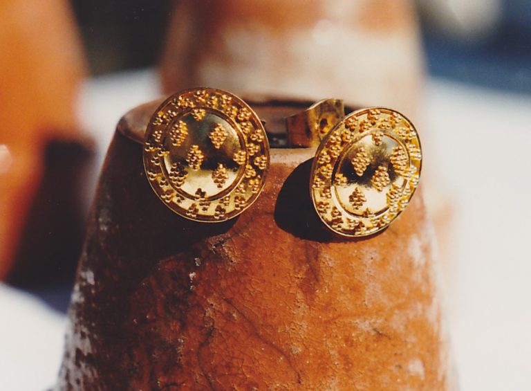 Granulated Discs 14k Granulated Disc Earrings
