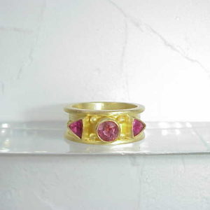 Peach and Pink Tourmaline in 22k
