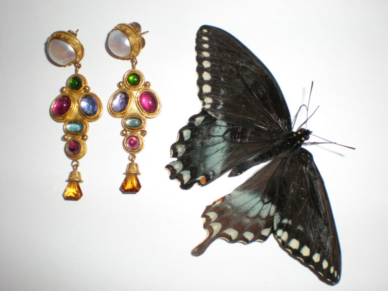 Multi Stone & Pearl Chandelier Earrings in 22k